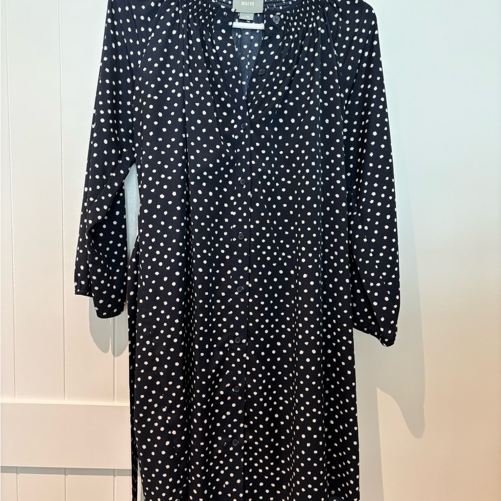 Maeve Black and White Long Sleeve Dress